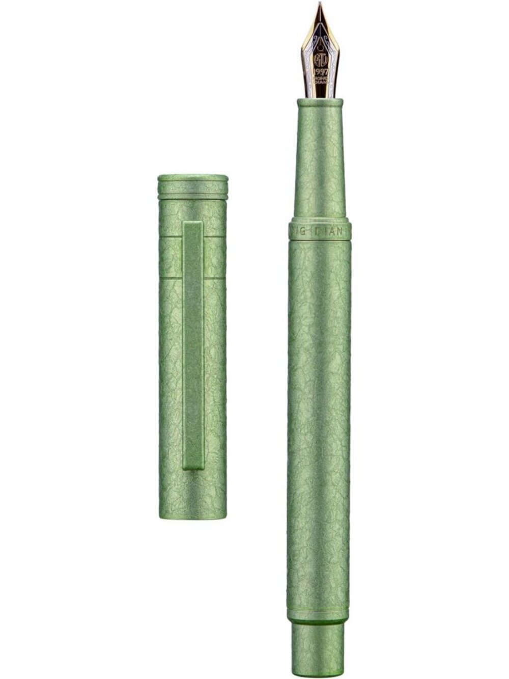 Elegant Forest Fountain Pen - Applegreen Ice Flowers, Fine Nib, Classic Design